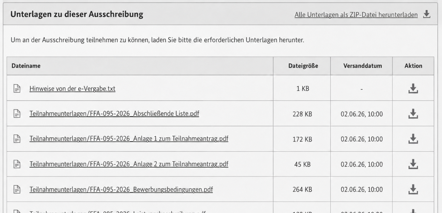 Visualisierung: fragmentierter Vergabemarkt mit verpassten Ausschreibungen